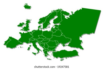europe continent map - green ecology - vector illustration