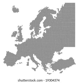 europe continent map - grey balls vector illustration