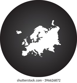 Europe continent map simple icon on round background