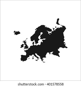 Europe Continent Map Simple Icon On White  Background