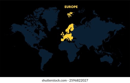 Europe continent map-15, Map of Europe, highlighted on the world map, Europe on the world map, Satellite view, Europe location on the globe.