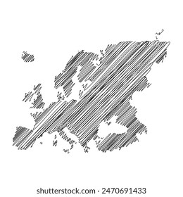 Europe continent thread map line vector illustration