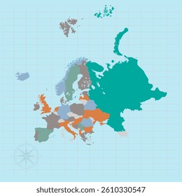Europe continent Vector illustration of flag map	