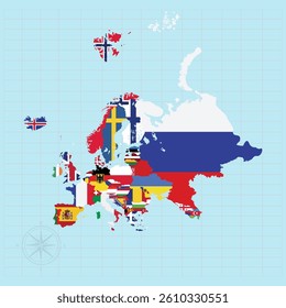 Europe continent Vector illustration of flag map	