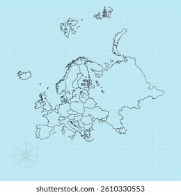 Europe continent Vector illustration of flag map	