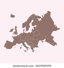 Europa-Kontinent, Vektorkarte einzeln auf transparentem Hintergrund
