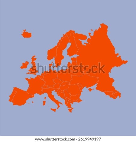 Europe continent vector map isolated on transparent background
