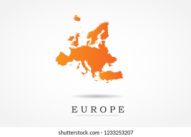 Europe Continental Map- World Map International vector template with Orange gradient color isolated on white background - Vector illustration eps 10