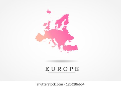 Europe Continental Map- World Map International vector template with Pink gradient color isolated on white background - Vector illustration eps 10