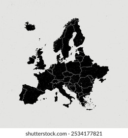 Mapa de iconos vintage de los condados de Europa. Mapa de condados de Antiguas Europa con regiones aisladas sobre fondo blanco.