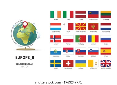 Europe countries flag vector. all world countries national flags.
