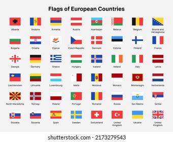 Europe countries flags. Flags of countries in Europe.