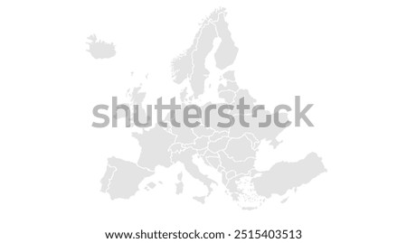 Europe with countries Map grey.