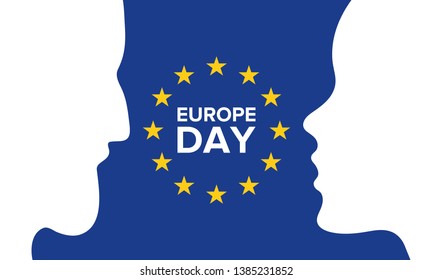 Europe Day. Annual public holiday in May. Is the name of two annual observance days - 5 May by the Council of Europe and 9 May by the European Union. Poster, card, banner and background. Vector