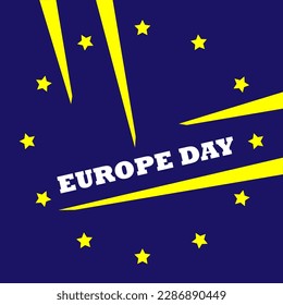 Día de Europa. Día festivo anual en mayo. Es el nombre de dos días de observancia anual: el 5 de mayo por el Consejo de Europa y el 9 de mayo por la Unión Europea. Cartel, tarjeta, cartel y fondo. Vector