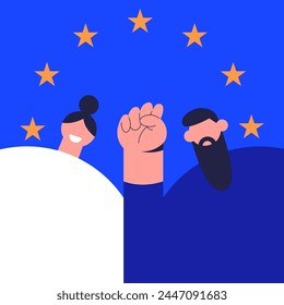 Europe Day. Community of Europe people. Flat vector illustration.