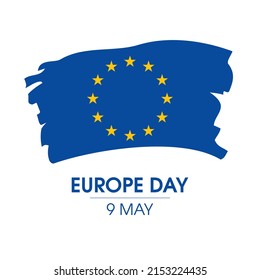 Europe Day greeting card with Flag of Europe vector. Abstract European flag icon vector. Flag of the European Union design element. May 9. Important day