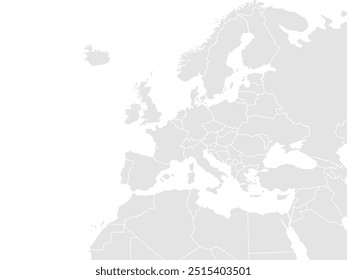 Europe detailed map with Gray tone.