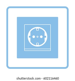Europe electrical socket icon. Blue frame design. Vector illustration.