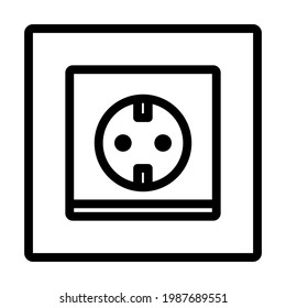 Icono de enchufe eléctrico de Europa. Diseño de contorno negrita editable. Ilustración vectorial.