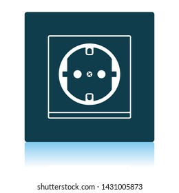 Europe Electrical Socket Icon. Shadow Reflection Design. Vector Illustration.