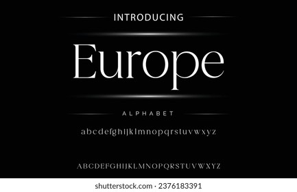 Europe Elegant luxury abstract wedding fashion logo font alphabet. Minimal classic  urban fonts for logo, brand etc. Typography typeface uppercase lowercase and number. vector illustration