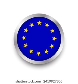 Europe EU flag button. Vector illustration. EPS 10.