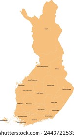 Europe Finland Map with 19 regions-Finnish region names-Maakunta