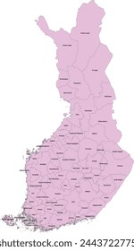 Europe Finland Map with 69 subregions-Seutukunta