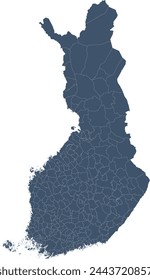 Europe Finland Map with municipalities (Kunta)