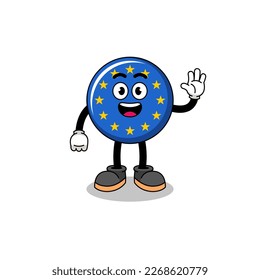 dibujos animados de la bandera de europa haciendo gesto de la mano de la onda , diseño de personajes