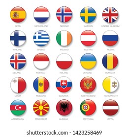 Europe Flag icon set in Circle , vector Design Elemant illustration