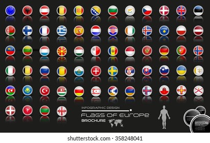 Europe flag icon set-modern-business