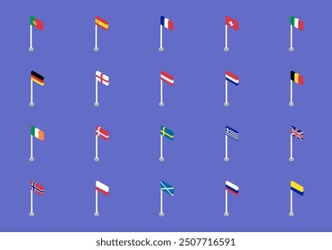 Europaflagge für isometrischen Elementsatz