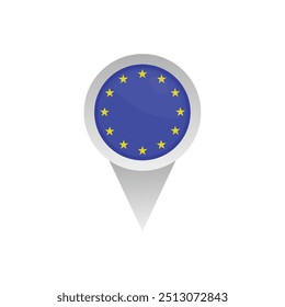 Europe Flag And Location Sign Vector Design.