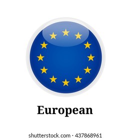 Europe Flag on Button / Logo