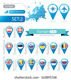 Europe. flag pointer. vector Illustration.