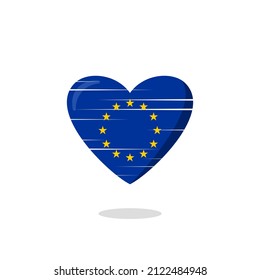 Europe flag shaped love illustration. Floating flag love icon. Nationality concept.