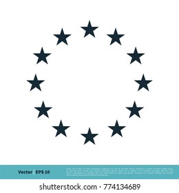 Europe Flag Star Icon Vector Template Illustration Design. Vector EPS 10.