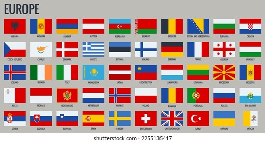 Europe Flags. All official national flags of the Europe