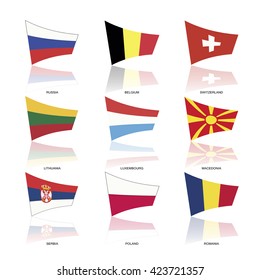 Europe flags, complete collection, vector, part five
