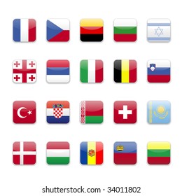 Europe flags round icon set 