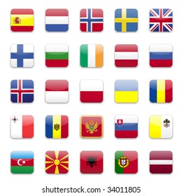 Europe flags round icon set 