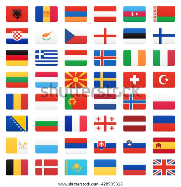 Europe Flags Vector Icons Set Stock Vector (Royalty Free) 428905318