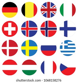 Europe flags. Vector set