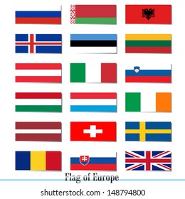 Europe flags vector set