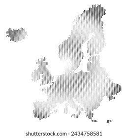 Europe flat style map. Black Europe continent map on white background for presentations, poster, infographics.