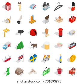 Europe food icons set. Isometric style of 36 europe food vector icons for web isolated on white background