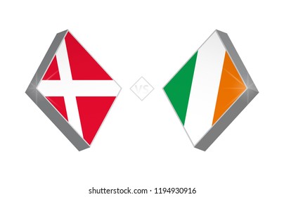 Europe football competition Denmark vs Ireland. Vector illustration.