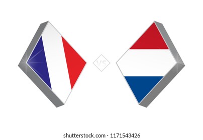 Europe football competition France vs Netherlands. Vector illustration.